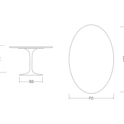 Viadurini Living Esstisch Oval|Esstische-Tulpentisch Eero Saarinen H 74 Oval aus Keramik Rem Made in Italy - Scharlachrot