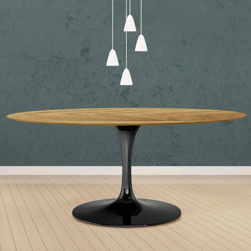 Viadurini Living Tulip Tische|Esstisch Oval-Tulpentisch Eero Saarinen H 74 Oval in Eiche Natur Made in Italy - Scharlachrot