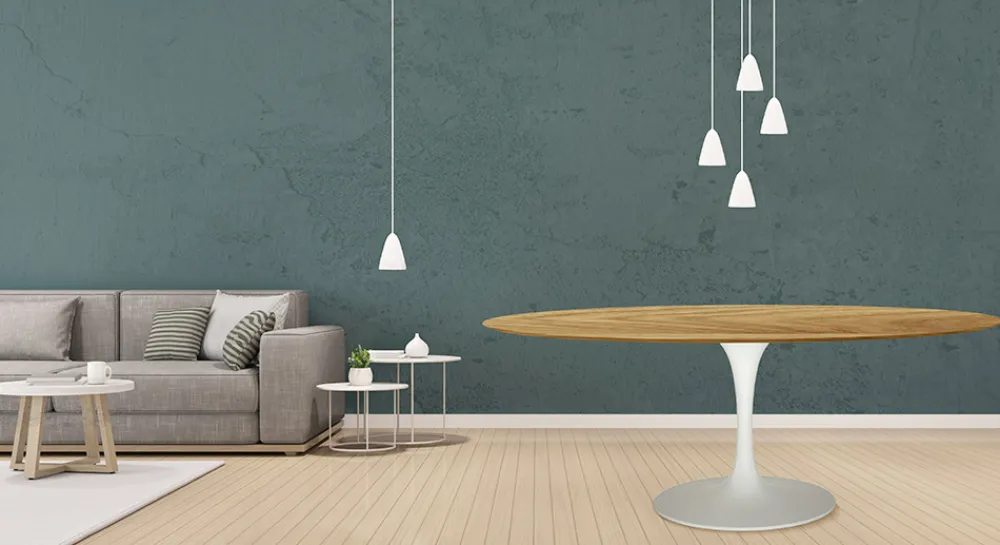 Viadurini Living Tulip Tische|Esstisch Oval-Tulpentisch Eero Saarinen H 74 Oval in Eiche Natur Made in Italy - Scharlachrot