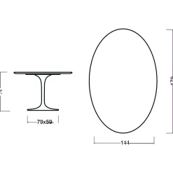 Viadurini Living Tulip Tische|Esstisch Oval-Tulpentisch Eero Saarinen H 74 Oval in Eiche Natur Made in Italy - Scharlachrot