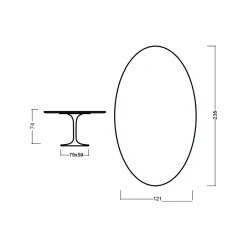 Viadurini Living Tulip Tische|Esstisch Oval-Tulpentisch Eero Saarinen H 74 Oval in Eiche Natur Made in Italy - Scharlachrot