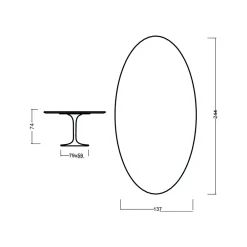 Viadurini Living Tulip Tische|Esstisch Oval-Tulpentisch Eero Saarinen H 74 Oval in Eiche Natur Made in Italy - Scharlachrot