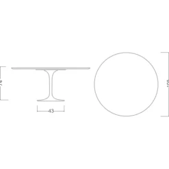 Viadurini Living Tulip Tische|Runde Tische-Tulpentisch Eero Saarinen H 73 Rund Keramik Noir Wunsch Made in Italy - Scharlachrot