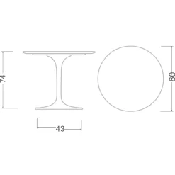 Viadurini Living Tulip Tische|Runde Tische-Tulpentisch Eero Saarinen H 74 Rund Keramik Morpheus Made in Italy - Scharlachrot