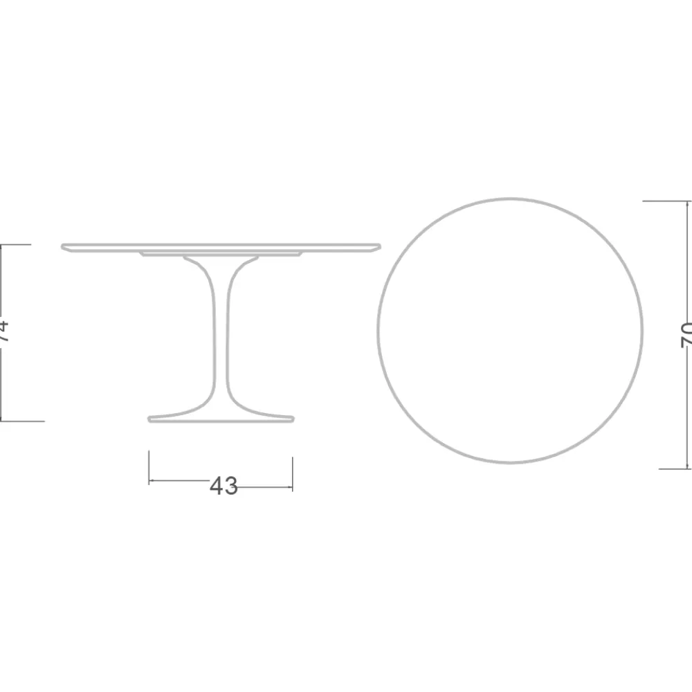 Viadurini Living Tulip Tische|Runde Tische-Tulpentisch Eero Saarinen H 74 Rund Keramik Morpheus Made in Italy - Scharlachrot