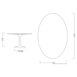Viadurini Living Tulip Tische|Esstisch Oval-Tulpentisch Eero Saarinen H 74 Oval aus Keramik Invisible Select Made in Italy - Scharlachrot