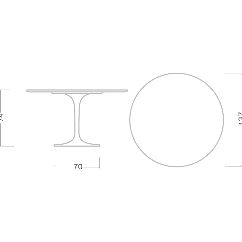 Viadurini Living Tulip Tische|Runde Tische-Tulpentisch Eero Saarinen H 74 aus Carrara-Marmor Made in Italy - Scharlachrot