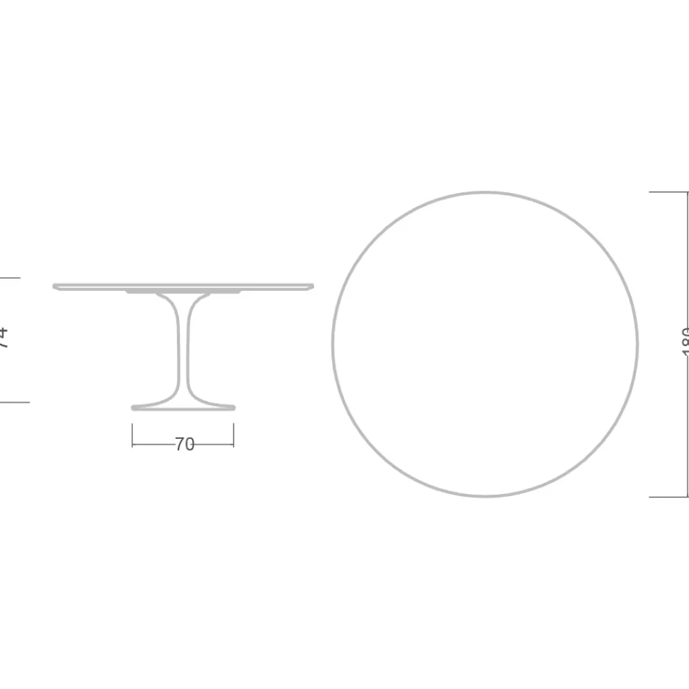 Viadurini Living Tulip Tische|Runde Tische-Tulpentisch Eero Saarinen H 74 aus Carrara-Marmor Made in Italy - Scharlachrot