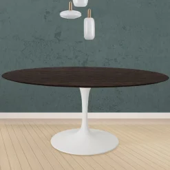 Viadurini Living Tulip Tische|Runde Tische-Tulpentisch Eero Saarinen H 74 Rund in Eiche gebeizt Moka Made in Italy - Scharlachrot