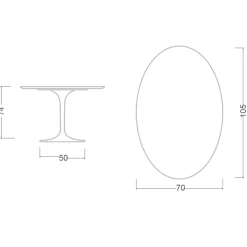 Viadurini Living Tulip Tische|Esstisch Oval-Tulpentisch Eero Saarinen H 74 Oval in absolutem Schwarz Keramik Made in Italy - Scharlachrot