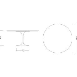 Viadurini Living Tulip Tische|Runde Tische-Tulpentisch Eero Saarinen H 73 Rund in absolutem Schwarz Made in Italy - Scharlachrot