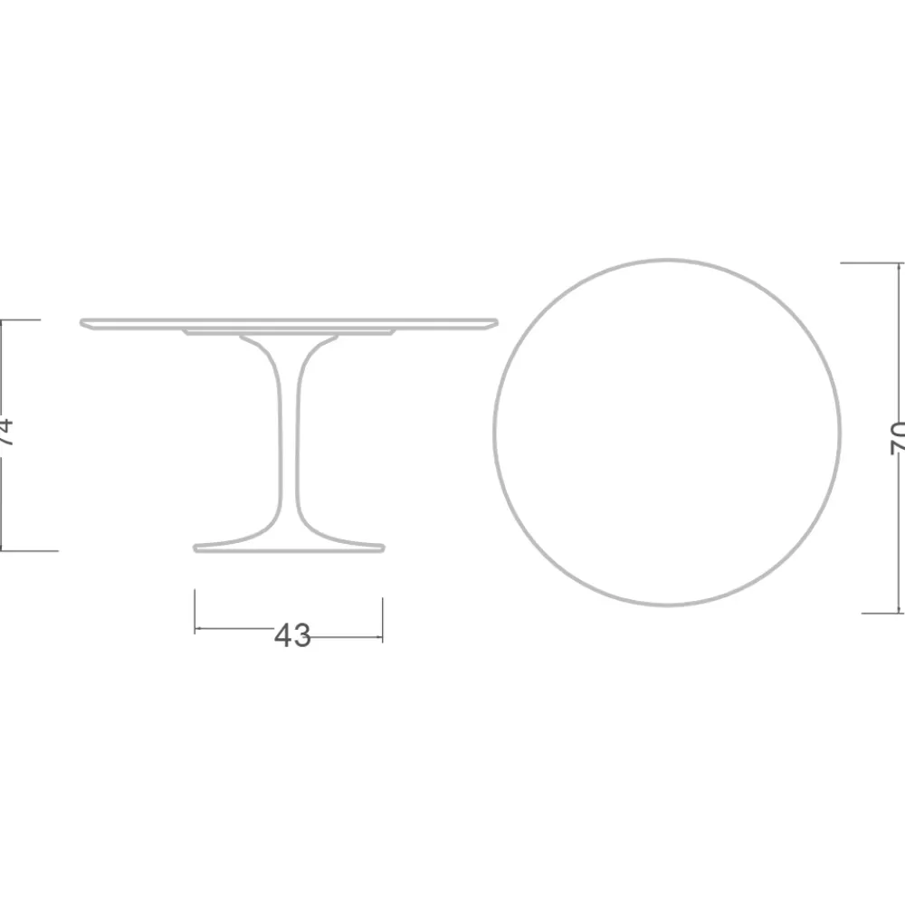 Viadurini Living Tulip Tische|Runde Tische-Tulpentisch Eero Saarinen H 74 Rund aus Keramik Kira Made in Italy - Scharlachrot