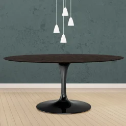 Viadurini Living Tulip Tische|Esstisch Oval-Tulpentisch Eero Saarinen H 74 Oval in Eiche gebeizt Moka Made in Italy - Scharlachrot