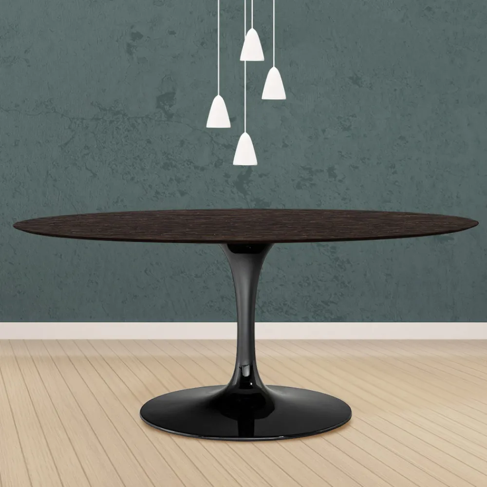 Viadurini Living Tulip Tische|Esstisch Oval-Tulpentisch Eero Saarinen H 74 Oval in Eiche gebeizt Moka Made in Italy - Scharlachrot