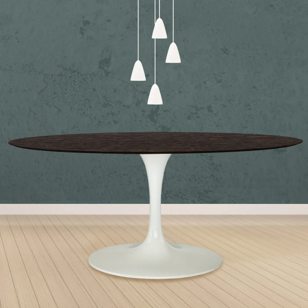 Viadurini Living Tulip Tische|Esstisch Oval-Tulpentisch Eero Saarinen H 74 Oval in Eiche gebeizt Moka Made in Italy - Scharlachrot