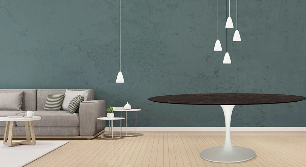 Viadurini Living Tulip Tische|Esstisch Oval-Tulpentisch Eero Saarinen H 74 Oval in Eiche gebeizt Moka Made in Italy - Scharlachrot