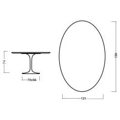 Viadurini Living Tulip Tische|Esstisch Oval-Tulpentisch Eero Saarinen H 74 Oval in Eiche gebeizt Moka Made in Italy - Scharlachrot