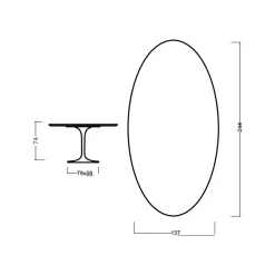 Viadurini Living Tulip Tische|Esstisch Oval-Tulpentisch Eero Saarinen H 74 Oval in Eiche gebeizt Moka Made in Italy - Scharlachrot