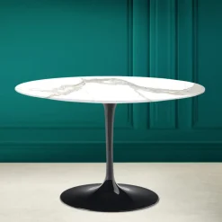 Viadurini Living Tulip Tische|Runde Tische-Tulpentisch Eero Saarinen H 73 aus Calacatta Michelangelo Made in Italy - Scharlachrot