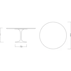 Viadurini Living Tulip Tische|Runde Tische-Tulpentisch Eero Saarinen H 73 aus Calacatta Michelangelo Made in Italy - Scharlachrot