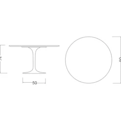 Viadurini Living Tulip Tische|Runde Tische-Tulpentisch Eero Saarinen H 73 aus Calacatta Michelangelo Made in Italy - Scharlachrot