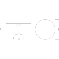 Viadurini Living Tulip Tische|Runde Tische-Tulpentisch Eero Saarinen H 73 aus Calacatta Michelangelo Made in Italy - Scharlachrot