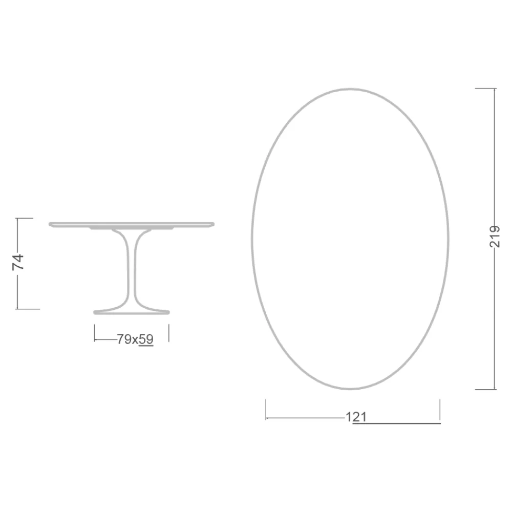 Viadurini Living Tulip Tische|Esstisch Oval-Tulpentisch Eero Saarinen H 74 Oval aus Statuario-Keramik Altissimo Made in Italy - Scharlachrot
