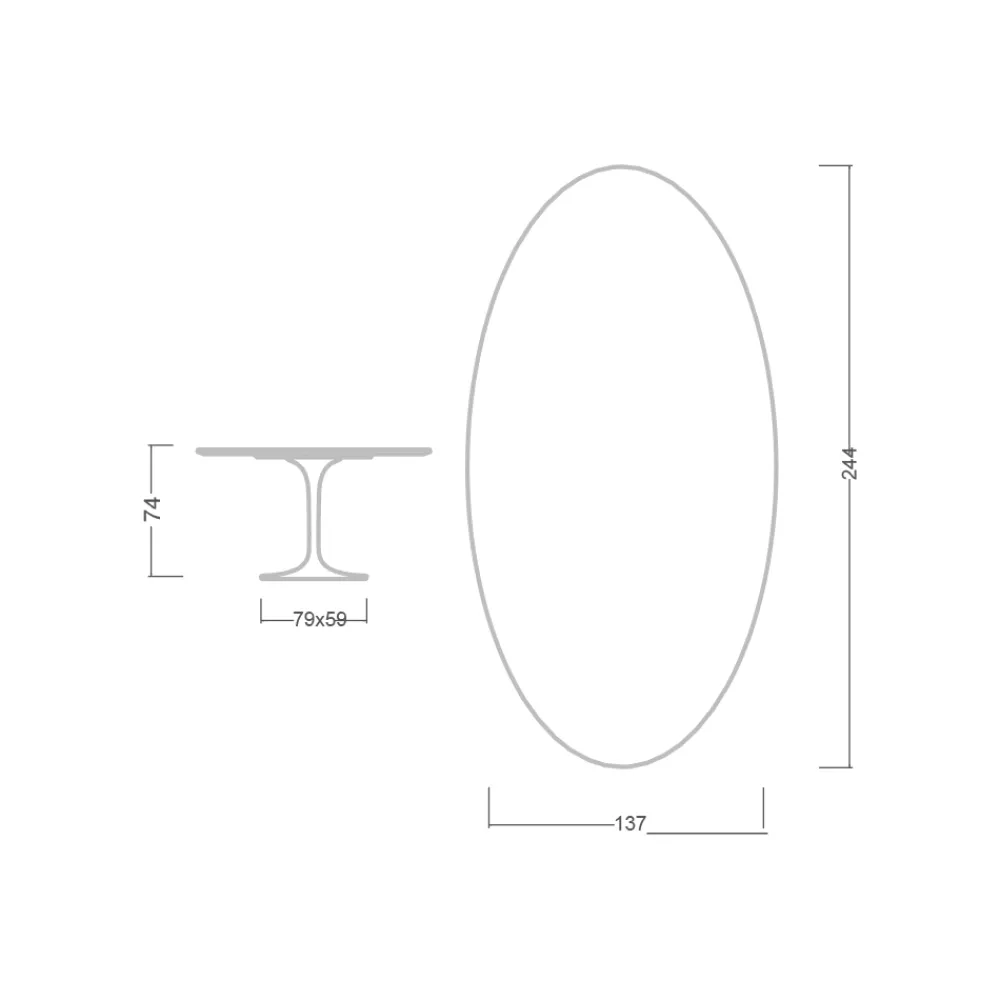 Viadurini Living Tulip Tische|Esstisch Oval-Tulpentisch Eero Saarinen H 74 Oval aus Statuario-Keramik Altissimo Made in Italy - Scharlachrot