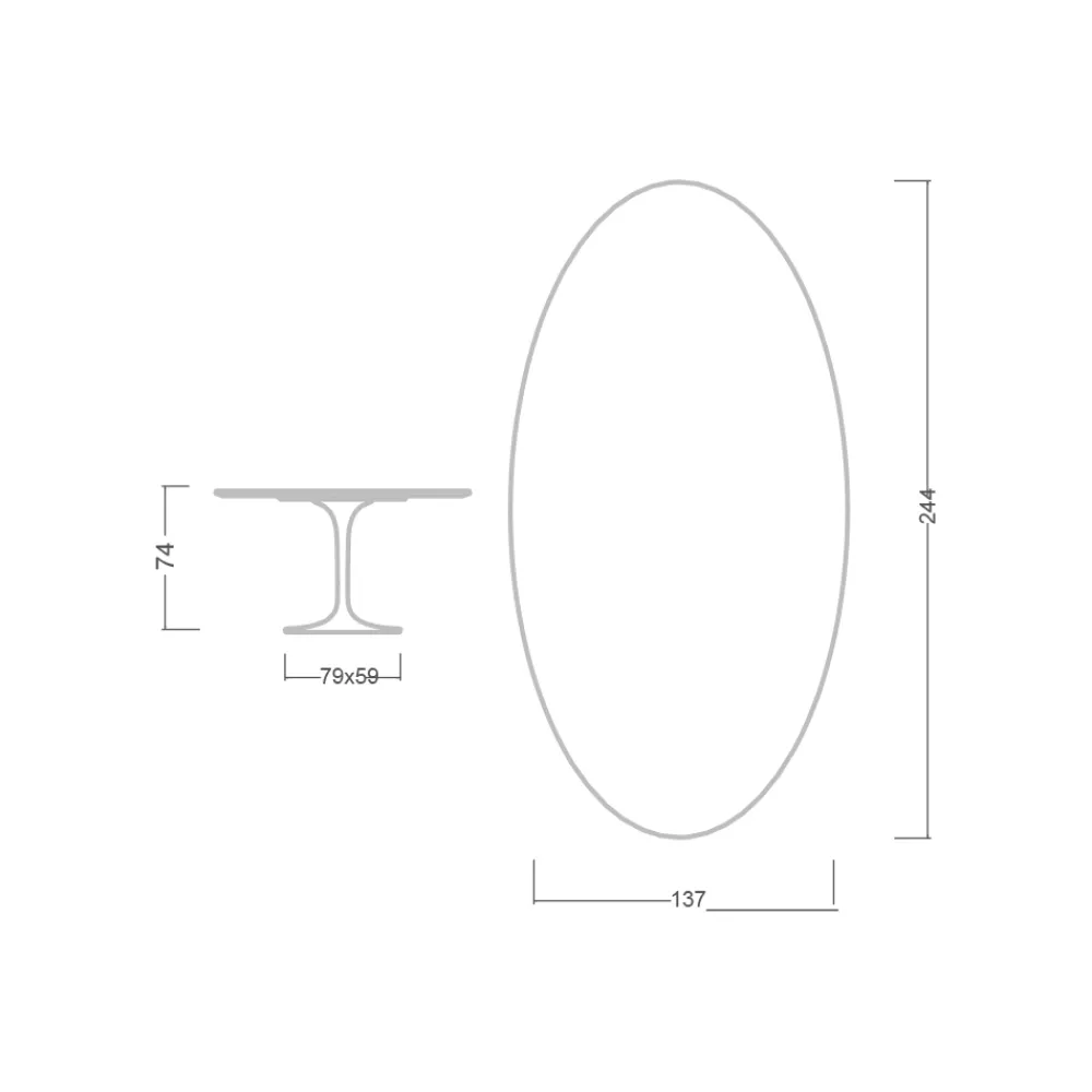 Viadurini Living Tulip Tische|Esstisch Oval-Tulpentisch Eero Saarinen H 74 Oval aus Keramik Noir Desire Made in Italy - Scharlachrot