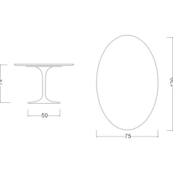 Viadurini Living Tulip Tische|Esstisch Oval-Tulpentisch Eero Saarinen H 74 Oval aus Keramik Noir Desire Made in Italy - Scharlachrot