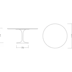 Viadurini Living Tulip Tische|Runde Tische-Tulpentisch Eero Saarinen H 74 aus Keramik Rem Made in Italy - Scharlachrot