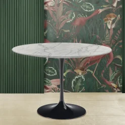 Viadurini Living Tulip Tische|Runde Tische-Tulpentisch Eero Saarinen H 74 Rund aus Carrara Marmor Statuarietto - Scarlet