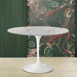 Viadurini Living Tulip Tische|Runde Tische-Tulpentisch Eero Saarinen H 74 Rund aus Carrara Marmor Statuarietto - Scarlet