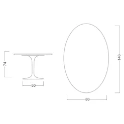 Viadurini Living Tulip Tische|Esstisch Oval-Tulpentisch Eero Saarinen H 74 Oval in absolut weißer Keramik Made in Italy - Scharlachrot