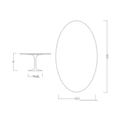 Viadurini Living Tulip Tische|Esstisch Oval-Tulpentisch Eero Saarinen H 74 Oval Keramik Morpheus Made in Italy - Scharlachrot