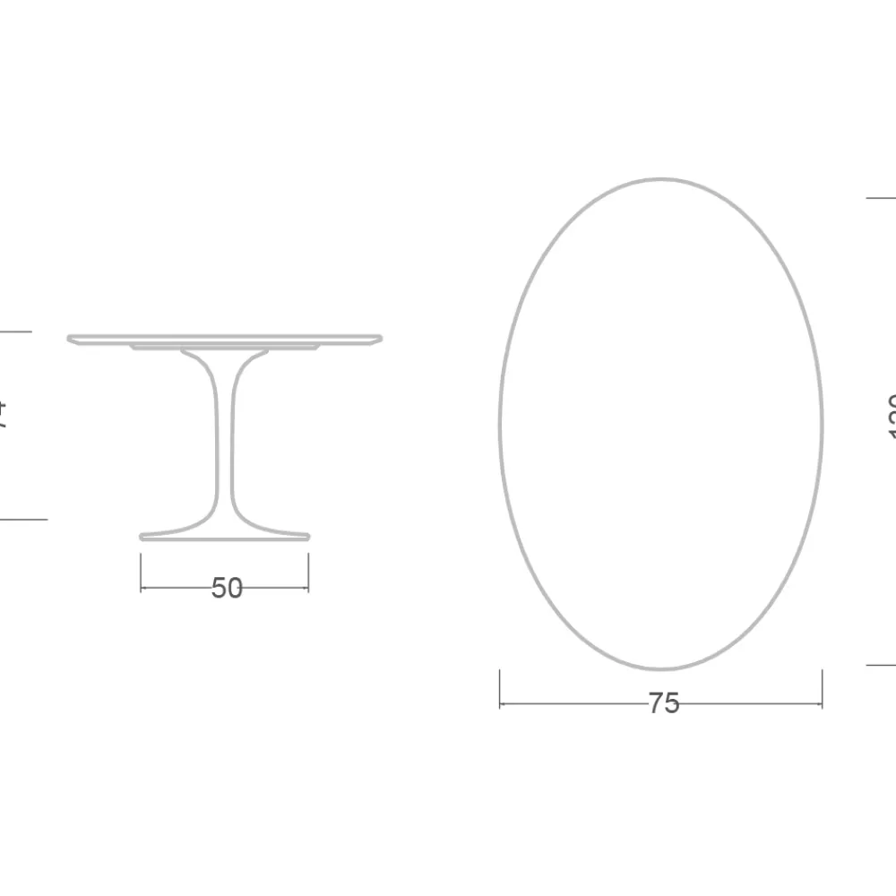 Viadurini Living Tulip Tische|Esstisch Oval-Tulpentisch Eero Saarinen H 74 Oval Keramik Morpheus Made in Italy - Scharlachrot