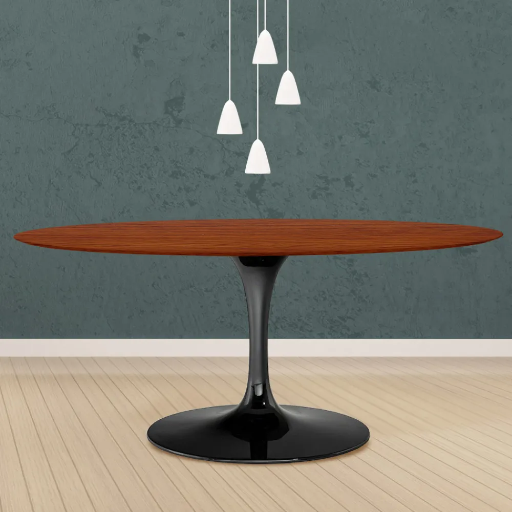 Viadurini Living Tulip Tische|Esstisch Oval-Tulpentisch Eero Saarinen H 74 Oval in Kirsche gebeizt Eiche Made in Italy - Scharlachrot