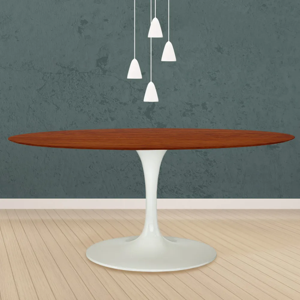 Viadurini Living Tulip Tische|Esstisch Oval-Tulpentisch Eero Saarinen H 74 Oval in Kirsche gebeizt Eiche Made in Italy - Scharlachrot