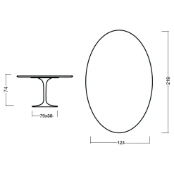 Viadurini Living Tulip Tische|Esstisch Oval-Tulpentisch Eero Saarinen H 74 Oval in Kirsche gebeizt Eiche Made in Italy - Scharlachrot