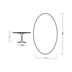 Viadurini Living Tulip Tische|Esstisch Oval-Tulpentisch Eero Saarinen H 74 Oval in Kirsche gebeizt Eiche Made in Italy - Scharlachrot