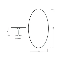 Viadurini Living Tulip Tische|Esstisch Oval-Tulpentisch Eero Saarinen H 74 Oval in Kirsche gebeizt Eiche Made in Italy - Scharlachrot