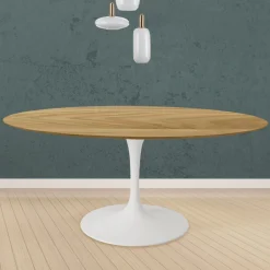 Viadurini Living Tulip Tische|Runde Tische-Tulpentisch Eero Saarinen H 74 Rund in Eiche Natur Made in Italy - Scharlachrot