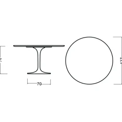 Viadurini Living Tulip Tische|Runde Tische-Tulpentisch Eero Saarinen H 74 Rund in Eiche Natur Made in Italy - Scharlachrot