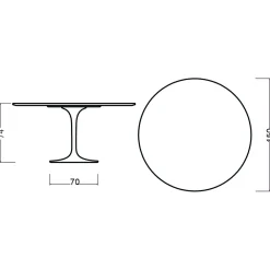 Viadurini Living Tulip Tische|Runde Tische-Tulpentisch Eero Saarinen H 74 Rund in Eiche Natur Made in Italy - Scharlachrot