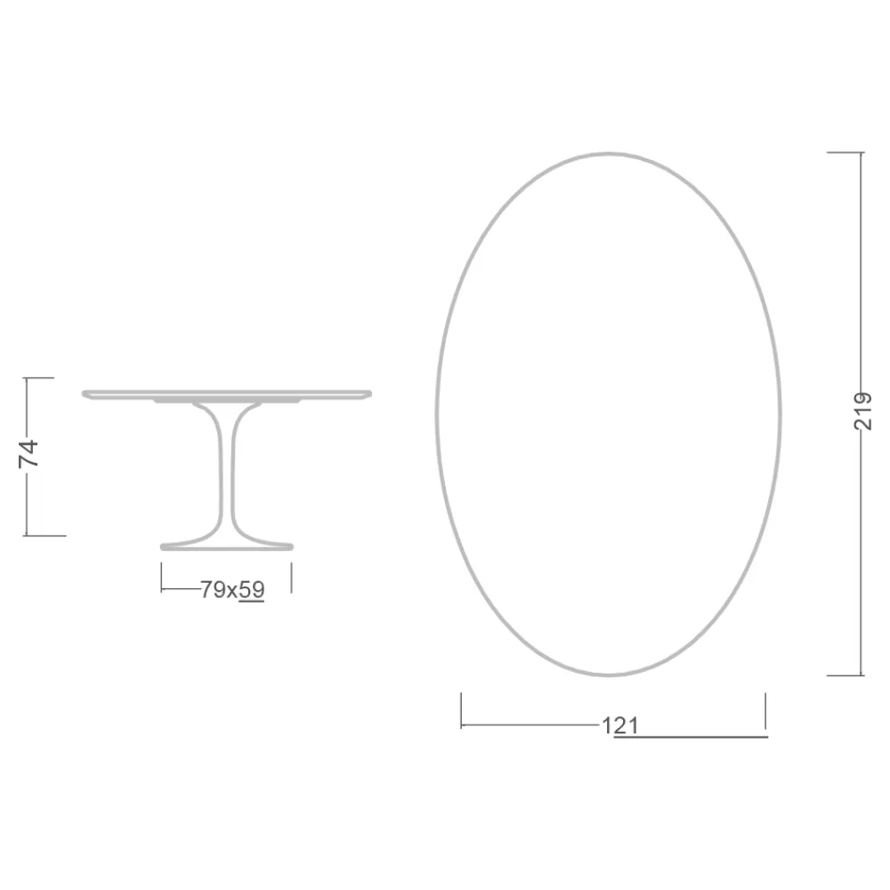 Viadurini Living Tulip Tische|Esstisch Oval-Tulpentisch Eero Saarinen H 74 Oval aus Keramik Sirius Made in Italy - Scharlachrot