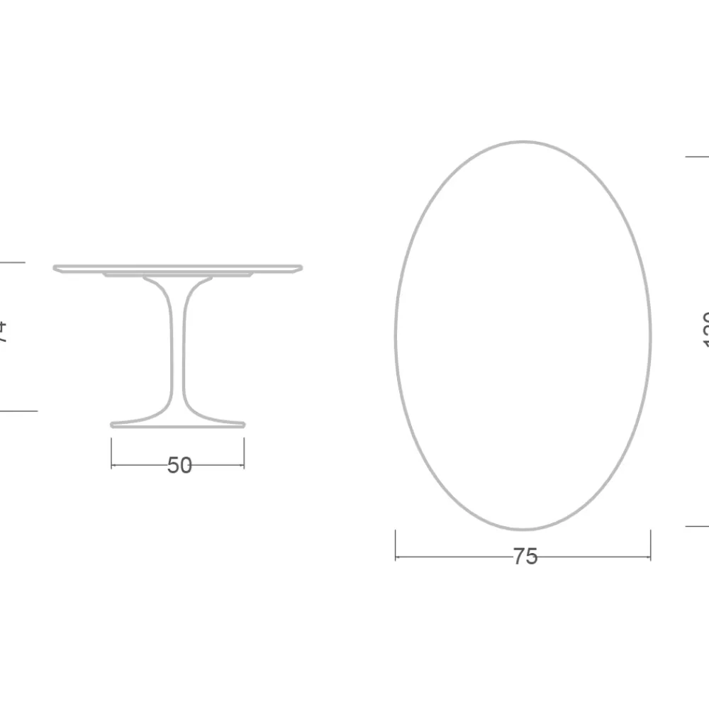 Viadurini Living Tulip Tische|Esstisch Oval-Tulpentisch Eero Saarinen H 74 Oval aus Keramik Sirius Made in Italy - Scharlachrot