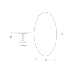 Viadurini Living Tulip Tische|Esstisch Oval-Tulpentisch Eero Saarinen H 74 Oval aus Keramik Noir Laurent Made in Italy - Scharlachrot
