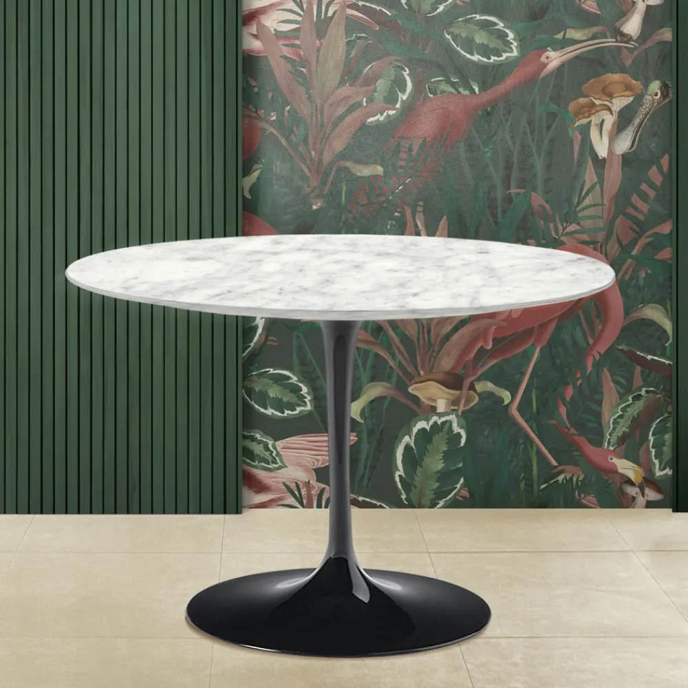 Viadurini Living Tulip Tische|Runde Tische-Tulpentisch Eero Saarinen H 74 mit Carrara-Marmorplatte Made in Italy - Scharlachrot