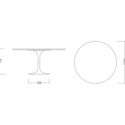 Viadurini Living Tulip Tische|Runde Tische-Tulpentisch Eero Saarinen H 74 mit Carrara-Marmorplatte Made in Italy - Scharlachrot