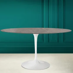 Viadurini Living Tulip Tische|Esstisch Oval-Tulpentisch Eero Saarinen H 74 Oval aus Keramik Pietra Grau Made in Italy - Scharlachrot